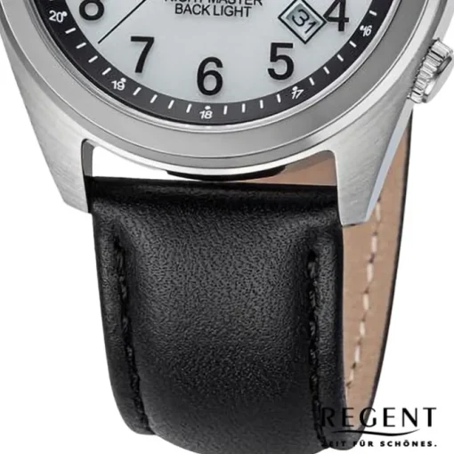 Regent Herren Armbanduhr Analog Lederarmband schwarz URBA772