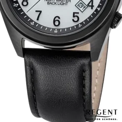 Regent Herren Armbanduhr Analog Lederarmband schwarz URBA773