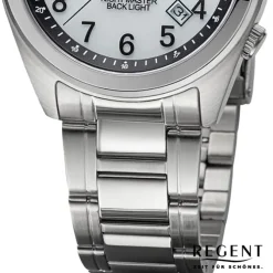 Regent Herren Armbanduhr Analog Metallarmband silber URBA774