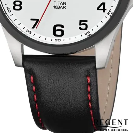 Regent Herren Armbanduhr Analog Lederarmband schwarz rot URBA780