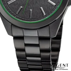 Regent Herren Armbanduhr Analog Metallarmband schwarz URBA817