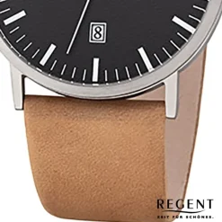 Regent Herren Armbanduhr Analog F-1232 Quarz-Uhr Titan beige URF1232