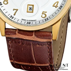 Regent Herren Armbanduhr Analog GM-1401 Quarz-Uhr Leder braun URGM1401