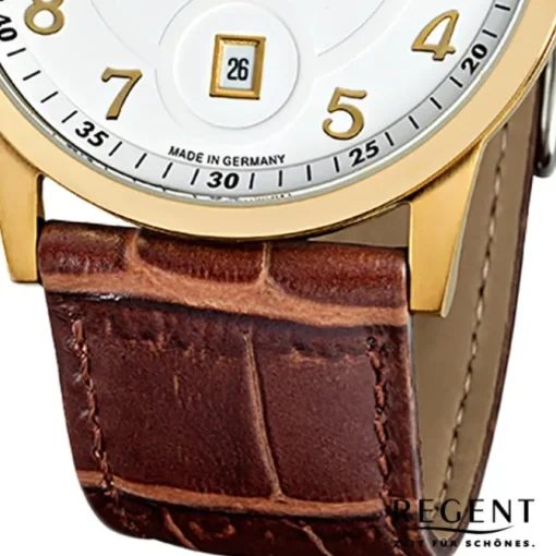 Regent Herren Armbanduhr Analog GM-1401 Quarz-Uhr Leder braun URGM1401