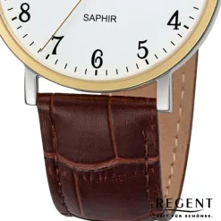 Regent Herren Armbanduhr Analog Lederarmband braun URF1424