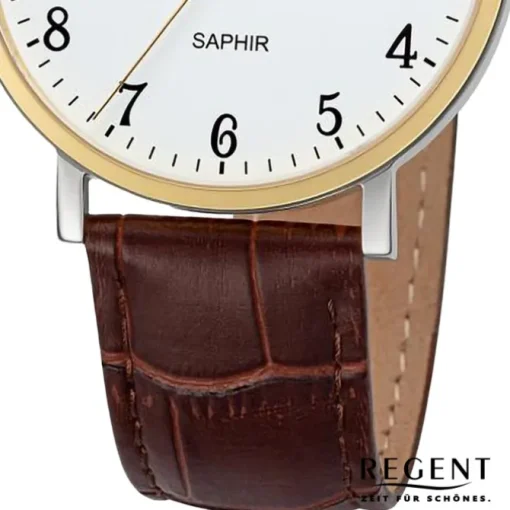 Regent Herren Armbanduhr Analog Lederarmband braun URF1424