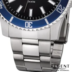 Regent Herren Armbanduhr Analog F-1182 Quarz-Uhr Metall silber URF1182