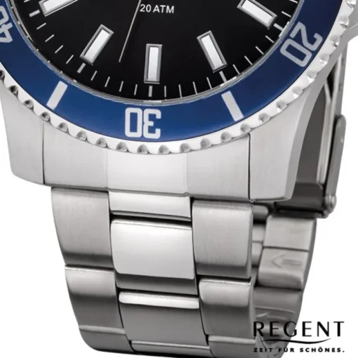 Regent Herren Armbanduhr Analog F-1182 Quarz-Uhr Metall silber URF1182