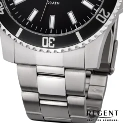 Regent Herren Armbanduhr Analog F-1183 Quarz-Uhr Metall silber URF1183