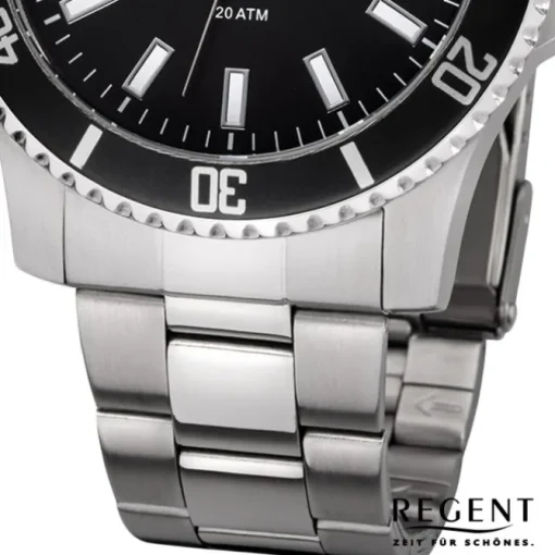Regent Herren Armbanduhr Analog F-1183 Quarz-Uhr Metall silber URF1183