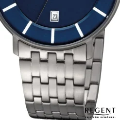 Regent Herren Armbanduhr Analog F-1176 Quarz-Uhr Titan silber URF1176