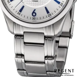 Regent Herren Armbanduhr Analog F-1185 Quarz-Uhr Metall silber URF1185