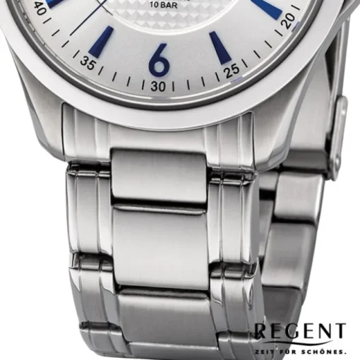 Regent Herren Armbanduhr Analog F-1185 Quarz-Uhr Metall silber URF1185