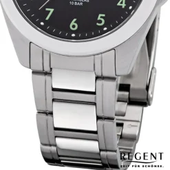 Regent Herren Armbanduhr Analog F-1186 Quarz-Uhr Metall silber URF1186