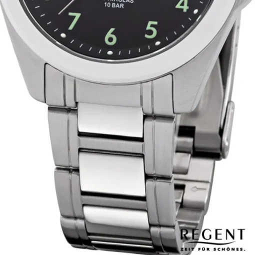 Regent Herren Armbanduhr Analog F-1186 Quarz-Uhr Metall silber URF1186