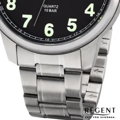 Regent Herren Armbanduhr Analog F-1189 Quarz-Uhr Metall silber URF1189
