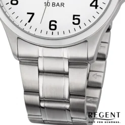 Regent Herren Armbanduhr Analog F-1190 Quarz-Uhr Metall silber URF1190