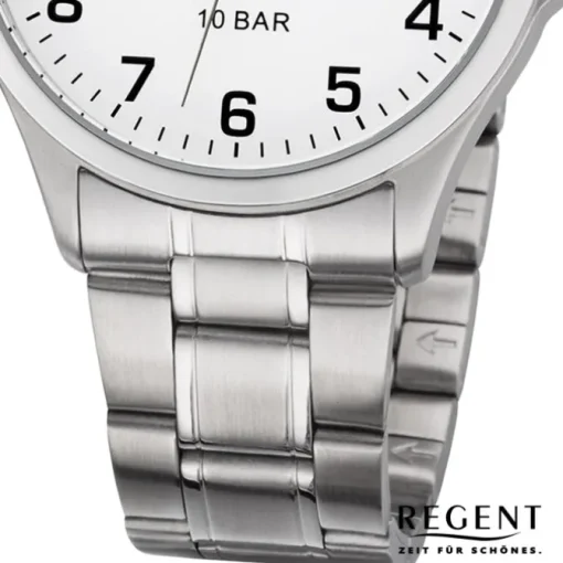 Regent Herren Armbanduhr Analog F-1190 Quarz-Uhr Metall silber URF1190