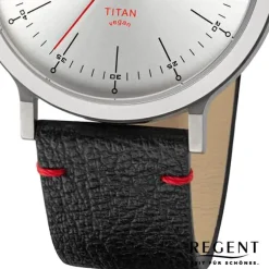 Regent Herren Armbanduhr Analog Lederarmband schwarz rot URBA702