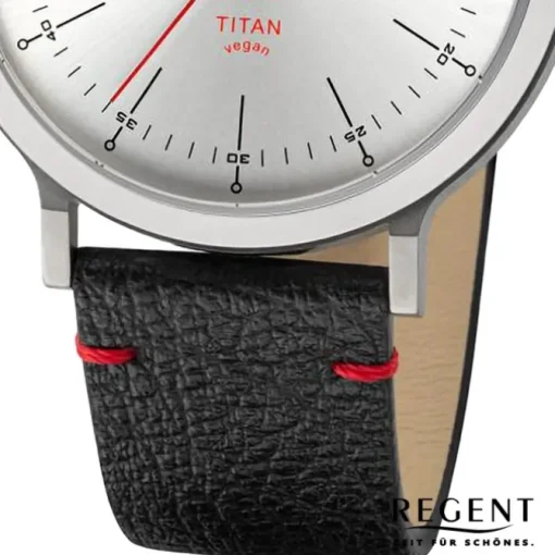Regent Herren Armbanduhr Analog Lederarmband schwarz rot URBA702