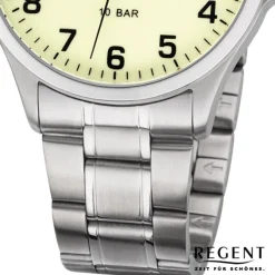 Regent Herren Armbanduhr Analog F-1192 Quarz-Uhr Metall silber URF1192