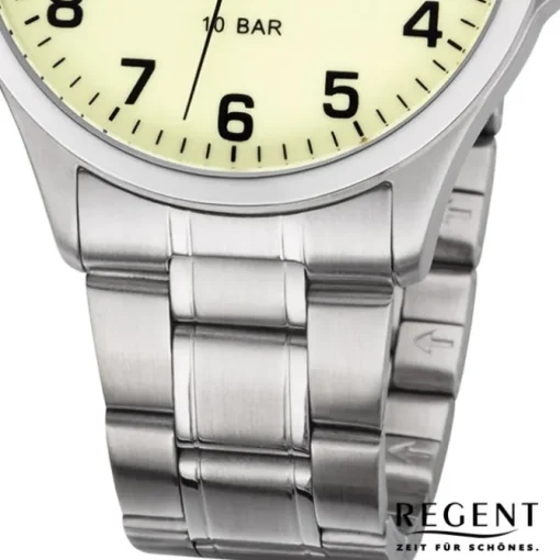 Regent Herren Armbanduhr Analog F-1192 Quarz-Uhr Metall silber URF1192