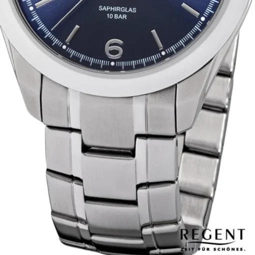 Regent Herren Armbanduhr Analog F-1193 Quarz-Uhr Metall silber URF1193