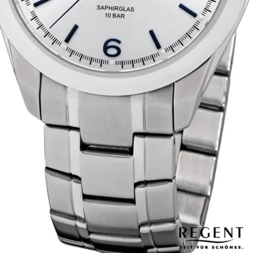 Regent Herren Armbanduhr Analog F-1194 Quarz-Uhr Metall silber URF1194