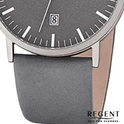 Regent Herren Armbanduhr Analog F-1234 Quarz-Uhr Titan grau URF1234