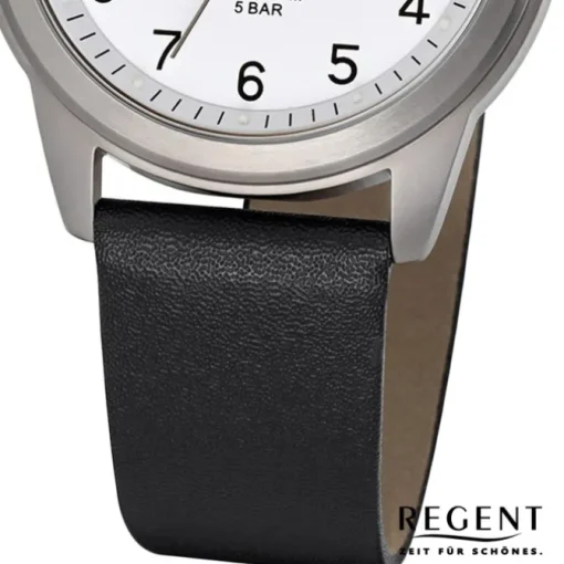 Regent Herren Armbanduhr Analog F-683 Quarz-Uhr Titan schwarz URF683