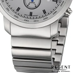 Regent Herren Armbanduhr Analog GM-2111 Quarz-Uhr Metallband silber URGM2111