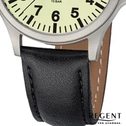 Regent Herren Armbanduhr Analog Lederarmband schwarz UR1092569