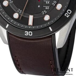 Regent Herren Armbanduhr Analog Lederarmband dunkelbraun URBA636