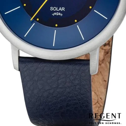 Regent Herren Armbanduhr Analog Lederarmband dunkelblau URBA721