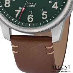 Regent Herren Armbanduhr Analog Lederarmband braun URBA759