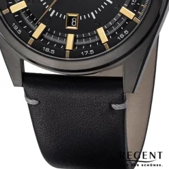 Regent Herren Armbanduhr Analog Lederarmband schwarz URBA763