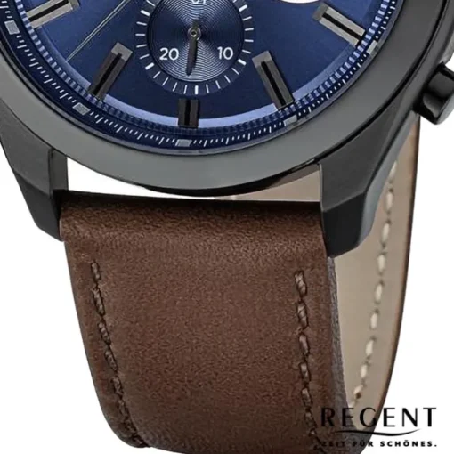 Regent Herren Armbanduhr Analog Lederarmband dunkelbraun URBA767