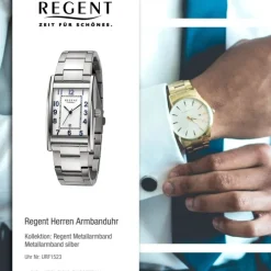 Regent Herren Armbanduhr Analog Metallarmband silber URF1523