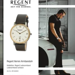 Regent Herren Armbanduhr Analog Lederarmband schwarz UR1094061
