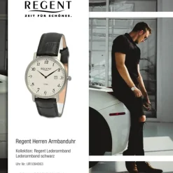 Regent Herren Armbanduhr Analog Lederarmband schwarz UR1094063