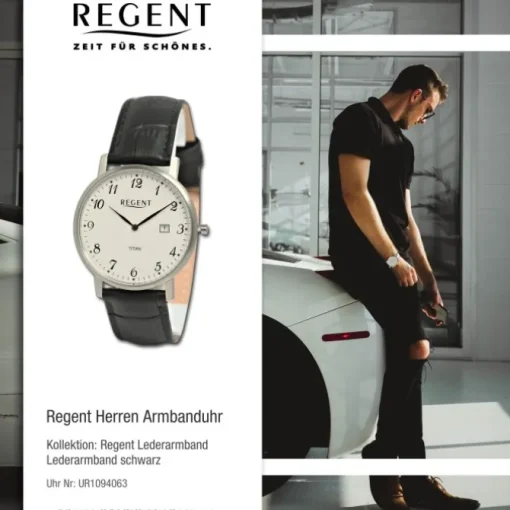 Regent Herren Armbanduhr Analog Lederarmband schwarz UR1094063