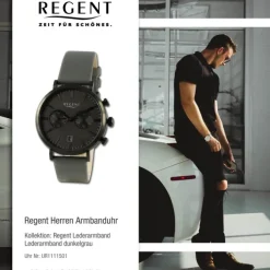 Regent Herren Armbanduhr Analog Lederarmband dunkelgrau UR1111501