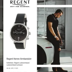 Regent Herren Armbanduhr Analog Lederarmband schwarz UR1111523