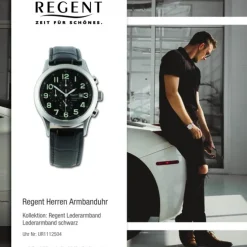 Regent Herren Armbanduhr Analog Lederarmband schwarz UR1112504