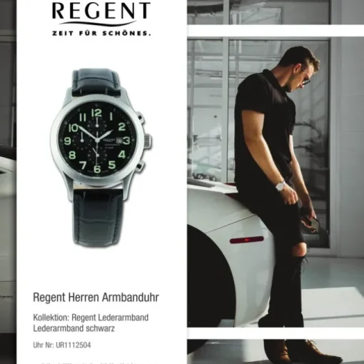 Regent Herren Armbanduhr Analog Lederarmband schwarz UR1112504