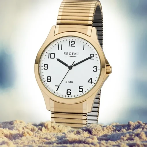 Regent Herren Armbanduhr Analog 1243486 Quarz-Uhr Metall gold UR1243486