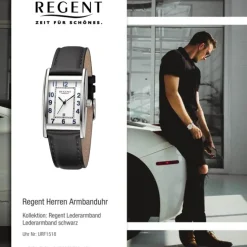 Regent Herren Armbanduhr Analog Lederarmband schwarz URF1518