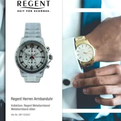 Regent Herren Armbanduhr Chronograph Metallarmband silber UR1152507