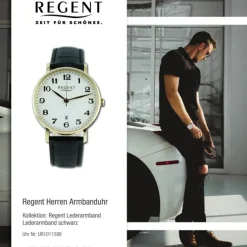 Regent Herren Armbanduhr Analog Lederarmband schwarz UR1011586