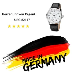 Regent Herren Armbanduhr Analog GM-2117 Handaufzug Lederband schwarz URGM2117